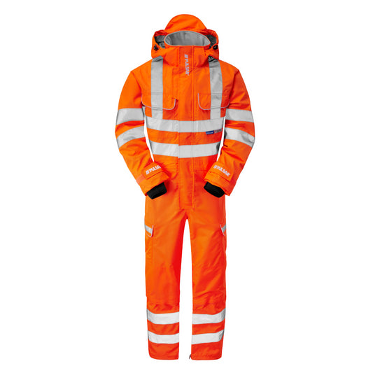Pulsar PR505 Hi Vis Orange Waterproof Coverall RIS-3279-TOM Rail Workwear EN ISO 20471