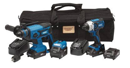 Draper JUMBO D20 KIT 24021 D20 20V Impact Driver and SDS+ Drill Kit