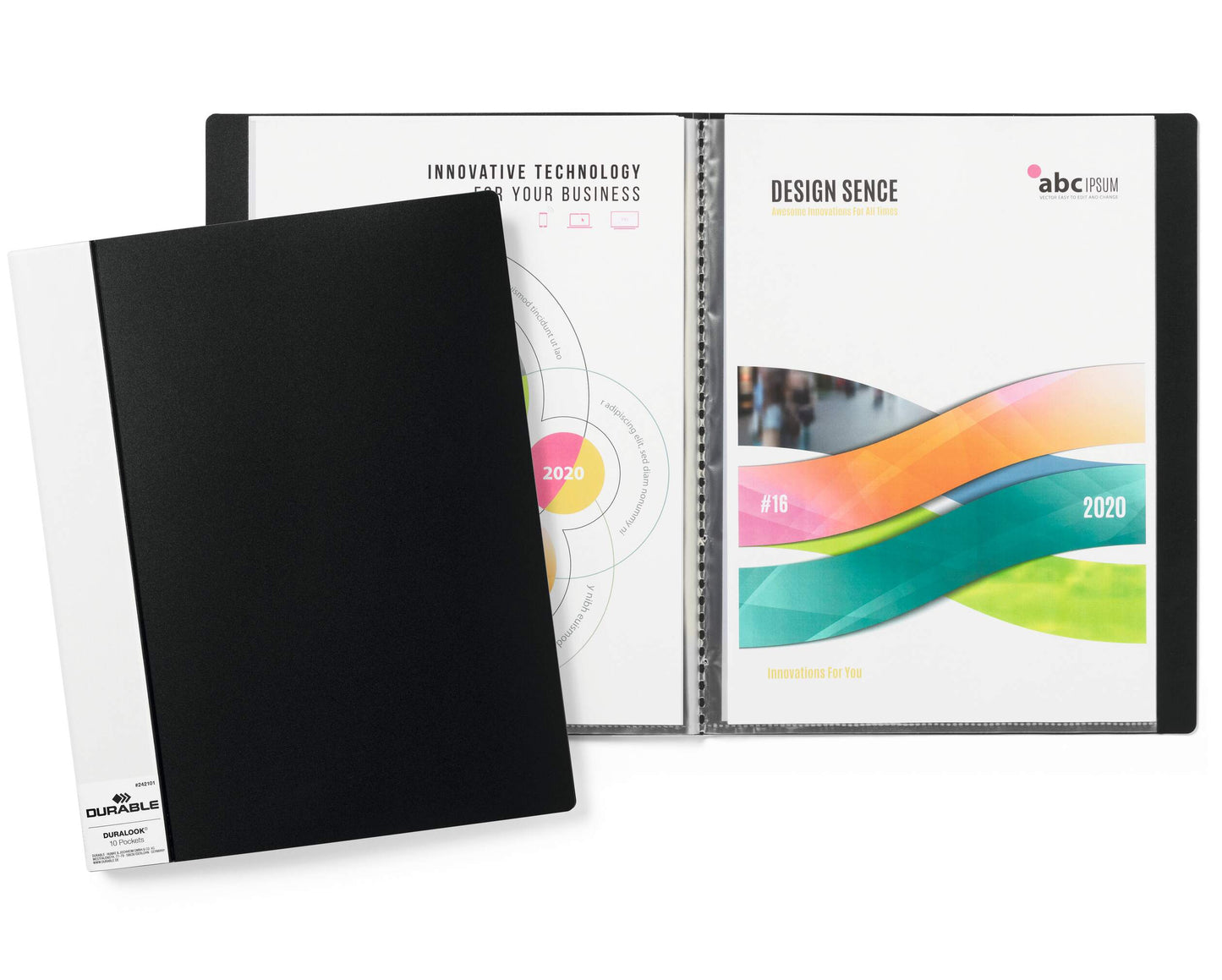 Durable DURALOOK 10 Pocket Display Book Portfolio | A4 Black