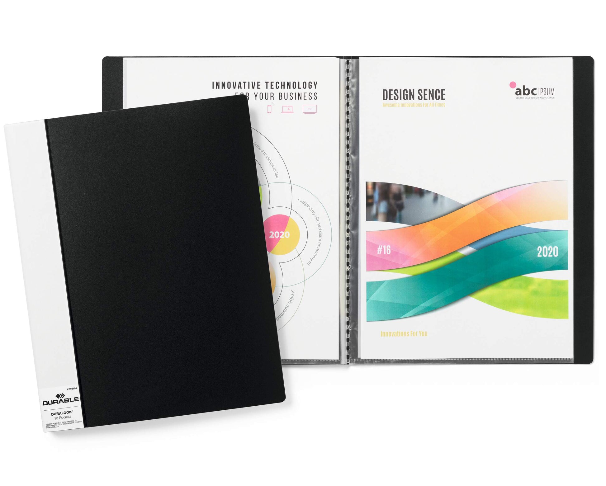 Durable DURALOOK 10 Pocket Display Book Portfolio | A4 Black