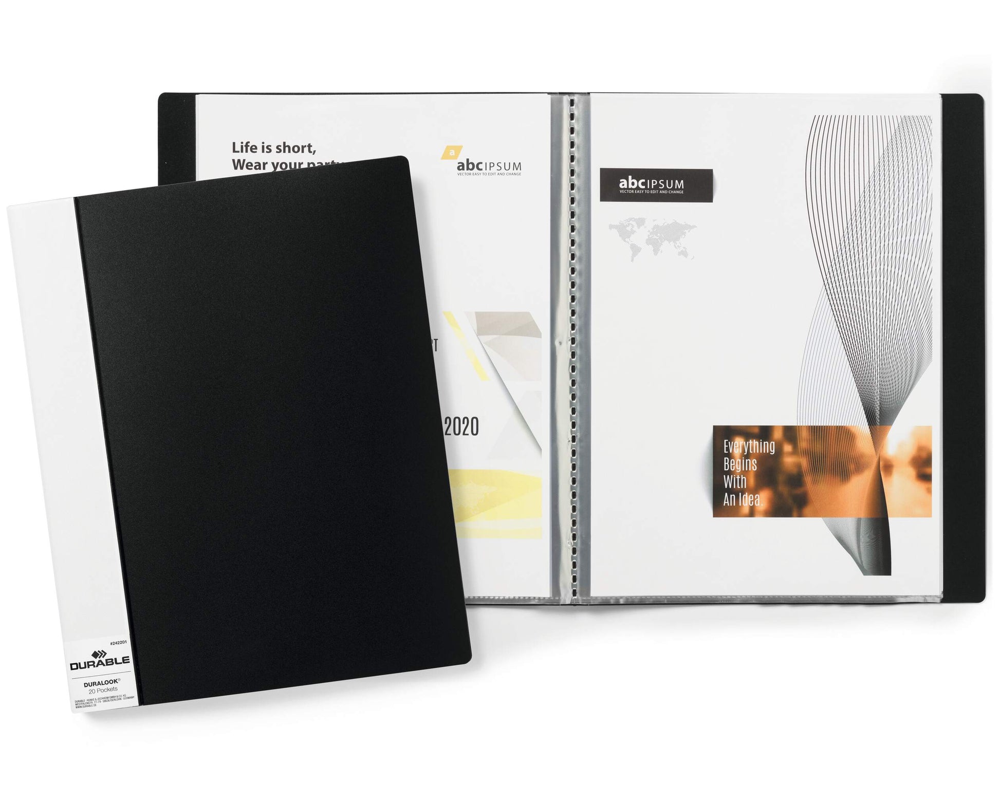 Durable DURALOOK 20 Pocket Display Book Portfolio | A4 Black