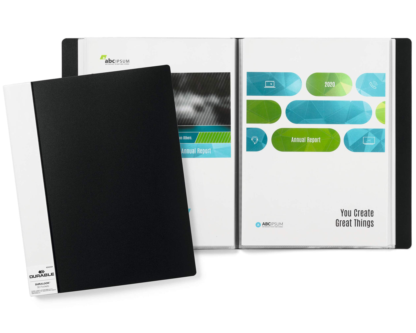 Durable DURALOOK 30 Pocket Display Book Portfolio | A4 Black