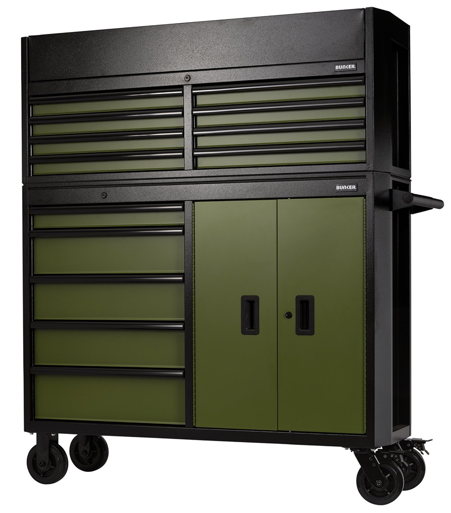 Draper 52" 8 DRW T/CHEST/5 DRW R/CAB 13 Drawer Combined Roller Cabinet and Tool Chest, 52", Green