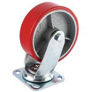 Draper IND.PU CASTOR PLATE-160MM DIA 65529 65529 Heavy Duty Polyurethane Wheeled Swivel Plate Castors