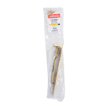 TIMCO Flush Bolt Pol. Brass 200 x 19mm Pack 1