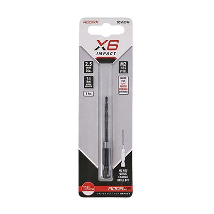 TIMCO X6 HSS Impact Drill Bits 2.5mm Pack 1