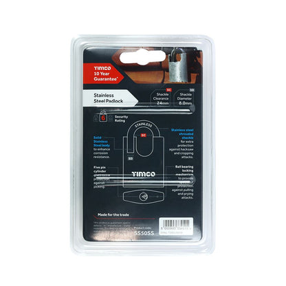 TIMCO Stainless Steel Padlock 50mm Pack 1