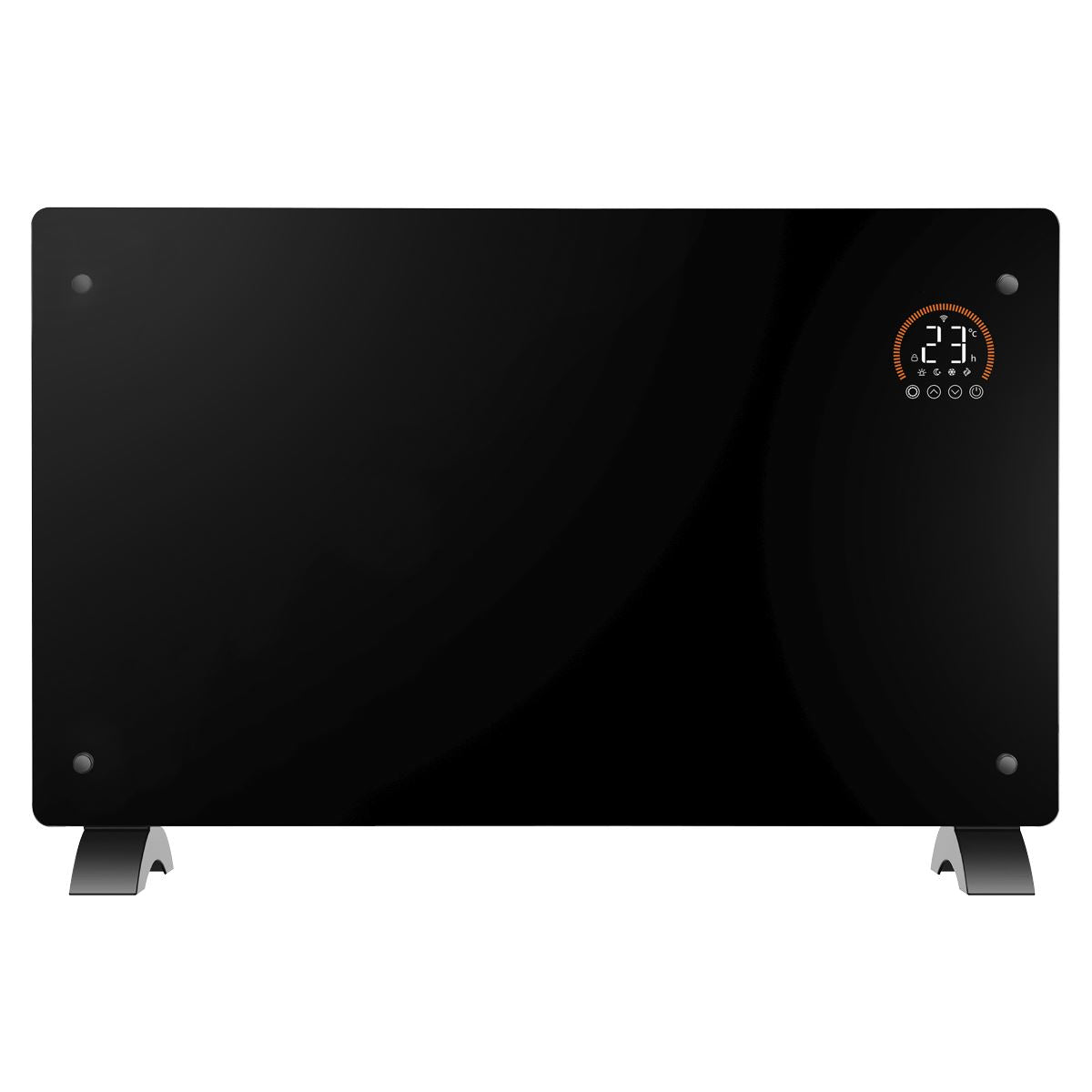Baridi DH139 Electric Glass Panel Heater, 2000W, Thermostat Controlled Radiator with 24Hr 7 Day Timer, Wi-Fi Enabled, Remote Control, Black | 230V