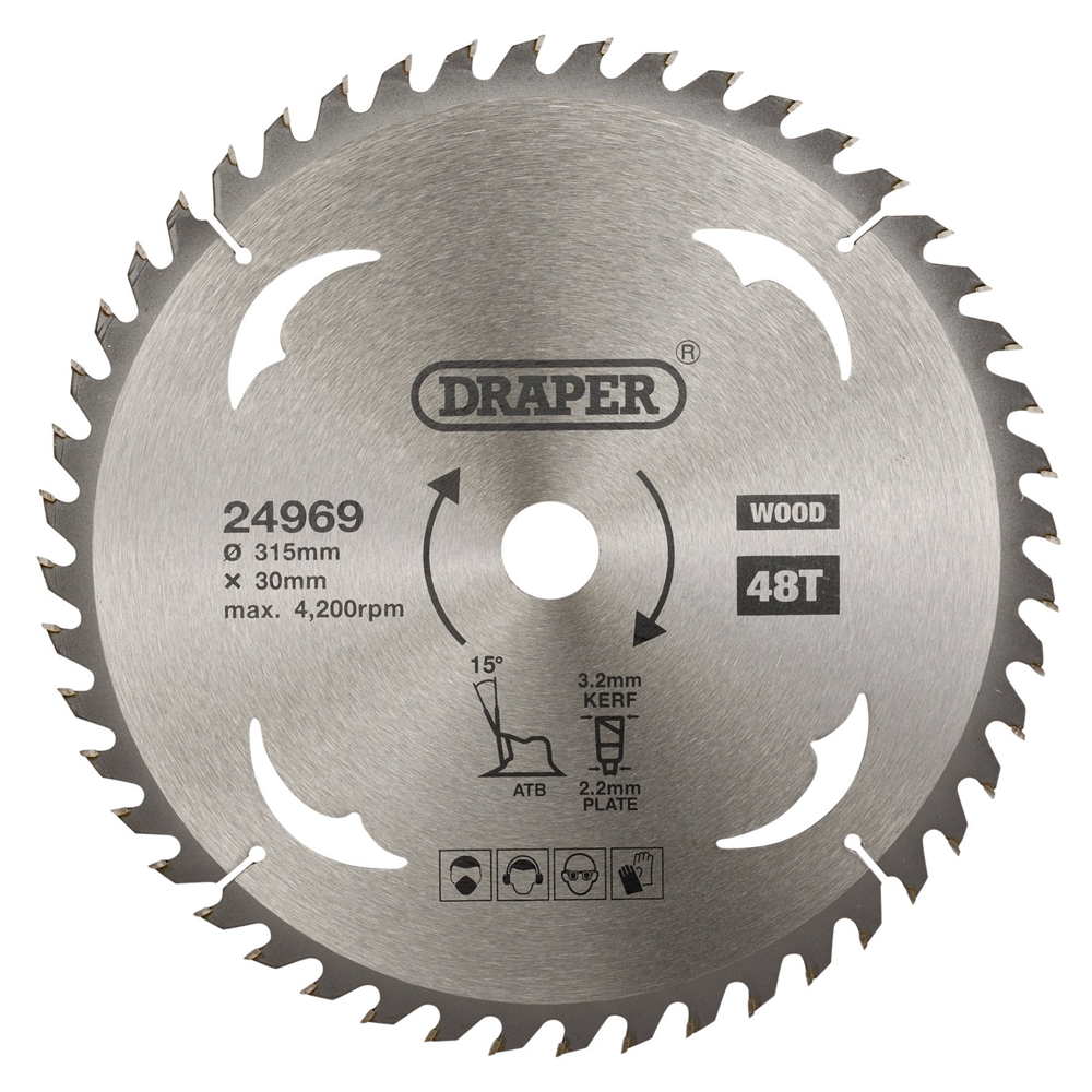 Draper TCT SAW BLADE 315MM 48T WOOD 24969 TCT Circular Saw Blade for Wood, 315 x 30mm