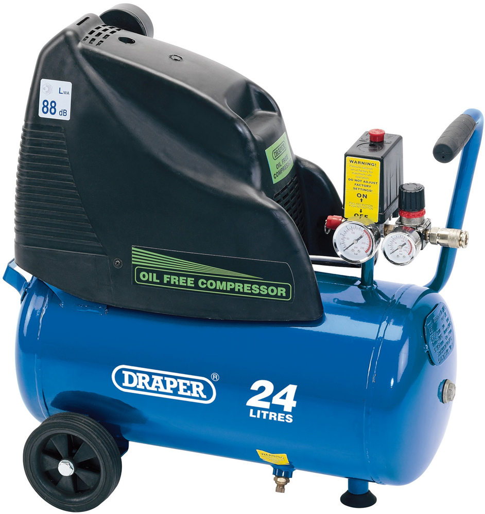 Draper OIL FREE COMPRESSOR 24 LITRE 24978 Direct Drive Oil Free Air Compressor, 24L, 1.1kW