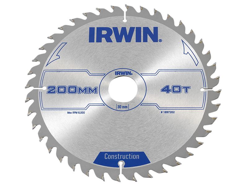 IRWIN� 1897202 Construction Circular Saw Blade 200 x 30mm x 40T ATB