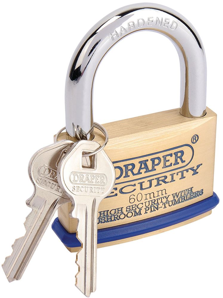 Draper SOLID BRASS PADLOCK 60MM 64163 Solid Brass Padlocks