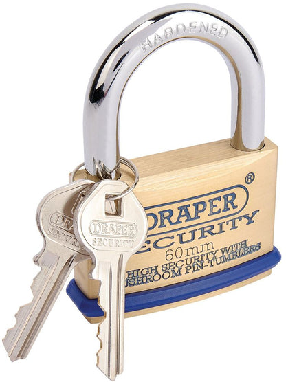 Draper SOLID BRASS PADLOCK 60MM 64163 Solid Brass Padlocks