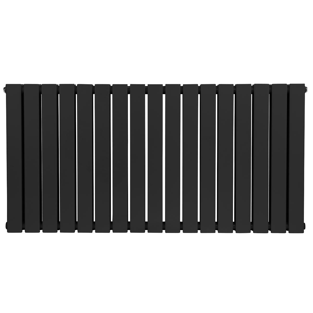Baridi DH347 Horizontal Radiator Contemporary Double Flat Panel Design 600 x 1190mm - Black | Steel | Horizontal flat panel design delivers a BTU