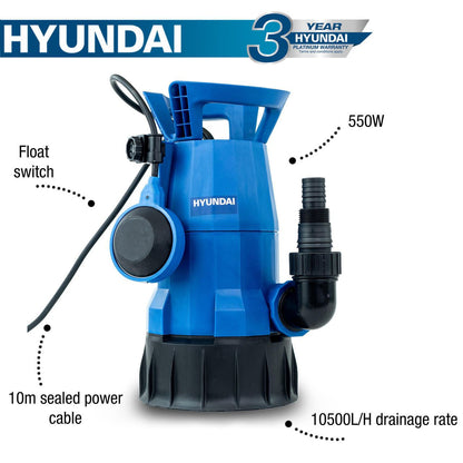 Hyundai HYSP550CD Electric Water Pump 550W Clean Dirty Water Transfer Pump Drainage Pump Drainage Transfer Pump