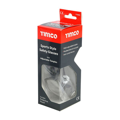 TIMCO Sport Safety Glasses Adj Temp One Size Clear Pack 1