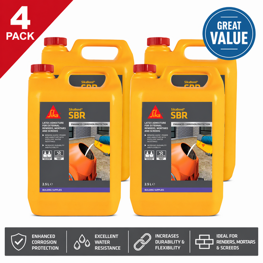 4 x SikaBond SBR+ Waterproof Bonding Agent & Mortar Admixture 5L Plaster Render