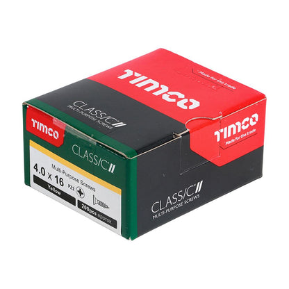 TIMCO Classic Screw PZ2 CSK ZYP 4.0 x 16 Gold Pack 200