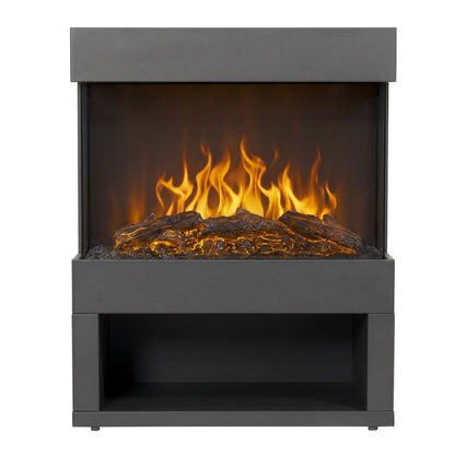 Baridi DH122 Electric Stove Heater Fireplace with LED Log Flame Effect & Wood Storage 1800W - Black | 230V~ 50Hz, Thermostat, Tip-Over Switch