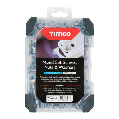TIMCO Mix Set Screws Nuts Washers SS 199pcs Pack 1