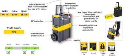 Stanley Essential Rolling Workshop Tool Box Mobile Storage Organiser STST1-80151
