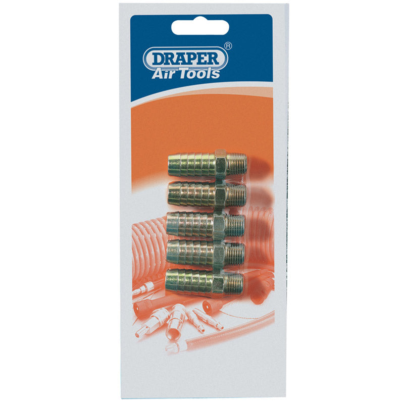 Draper 1/4TAPER X 1/2HOSE CON'TOR 5 25844 1/4" Taper PCL Male Screw Tailpieces Pack of 5