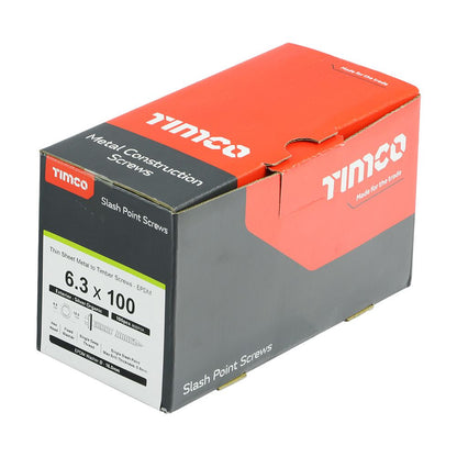 TIMCO Hex Screw W16 Slash EXT 6.3 x 100 Silver Pack 100