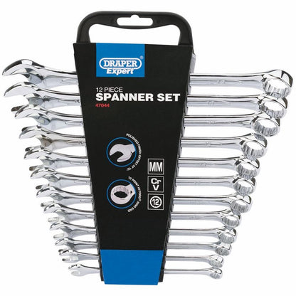 Draper COMB.SPANNER SET-12PC.METRIC 47044 Draper Expert HI-TORQÂ® Metric Combination Spanner Set (12 Piece)