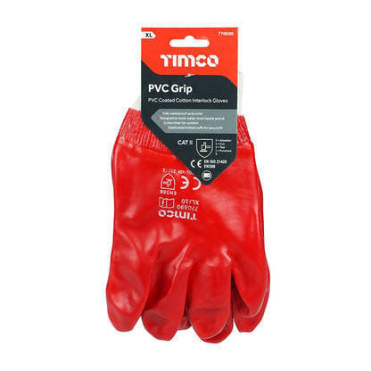 TIMCO PVC Coated Grip Gloves Cotton X Large Pack 1
