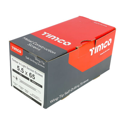TIMCO WingTip Screw S/DRILL No3 Zinc 5.5 x 65 Silver Pack 200