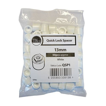 TIMCO Quick Lock Spacer 13mm White Pack 50