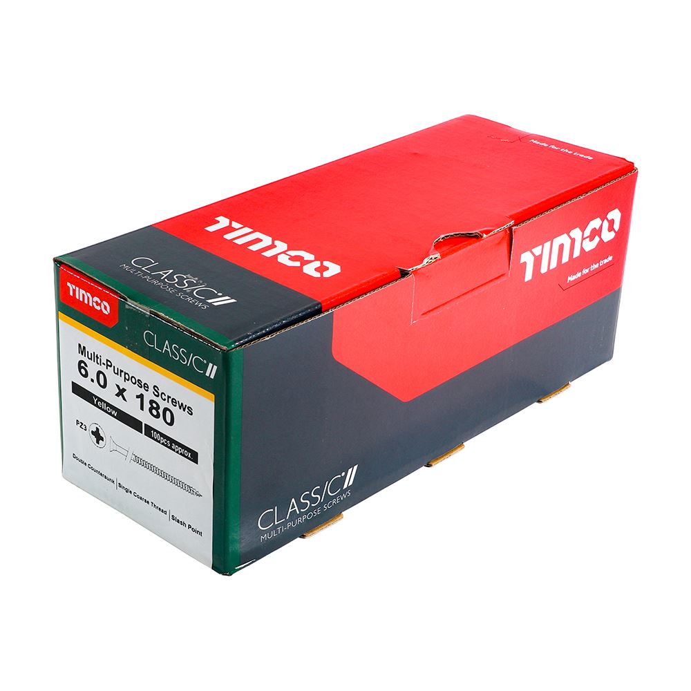 TIMCO Classic Screw PZ3 CSK ZYP 6.0 x 180 Gold Pack 100