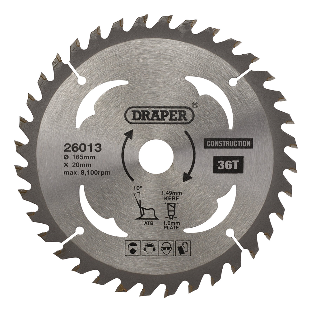 Draper TCT SAW BLADE 165MM 36T CONS 26013 Fibreglass Shaft Stubby Claw Hammer