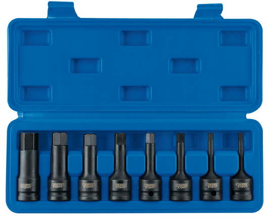 Draper SET OF MM SOC.BITS-HEX 1/2DR 26439 1/2" Sq. Dr. Impact Hexagonal Socket Bit Set (8 Piece)