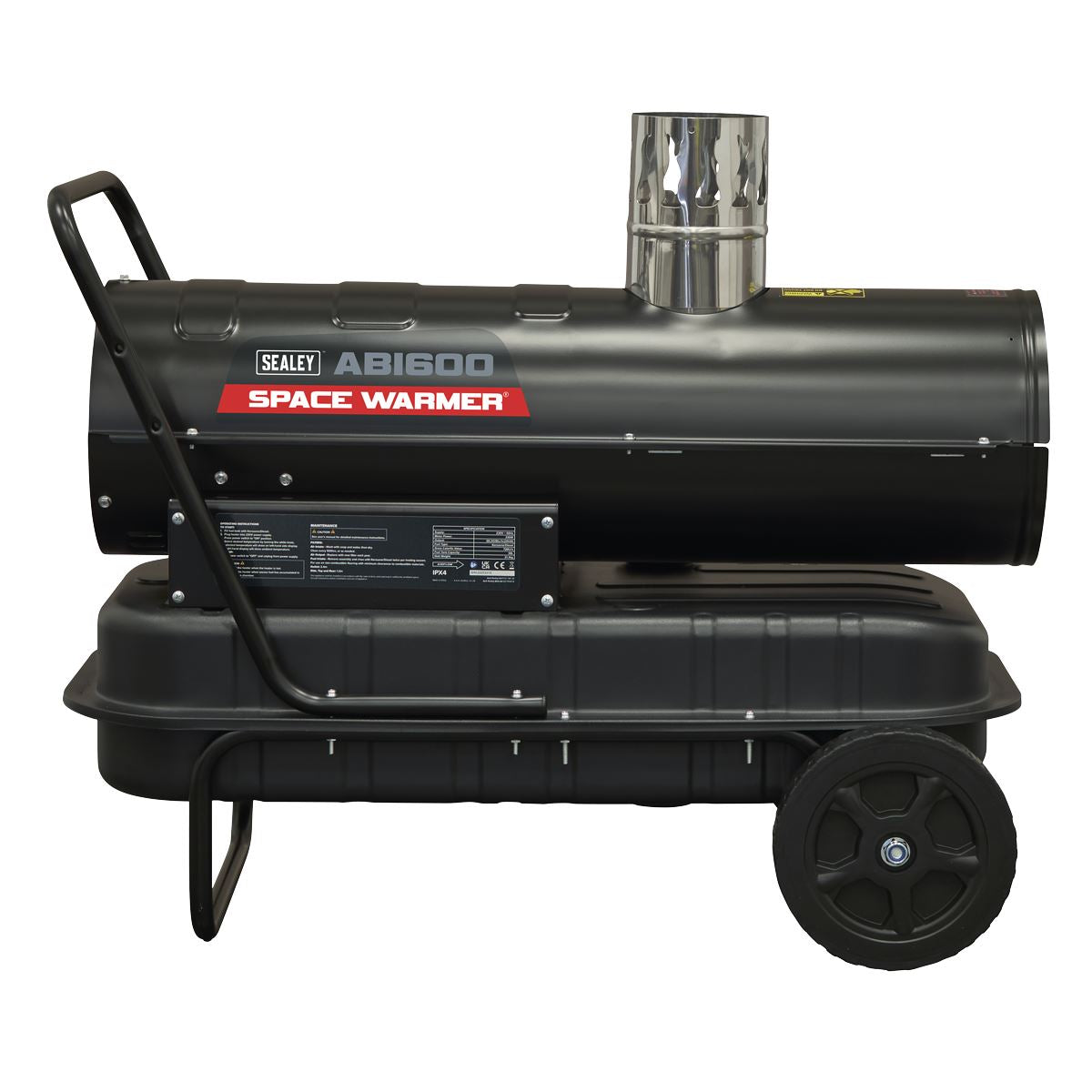 Sealey ABI600 Space Warmer Indirect Kerosene/Diesel Heater with Wheels 68,000Btu/hr | 68,242Btu/hr(20kW), 230V ~ 50Hz, Thermostat, Wheels