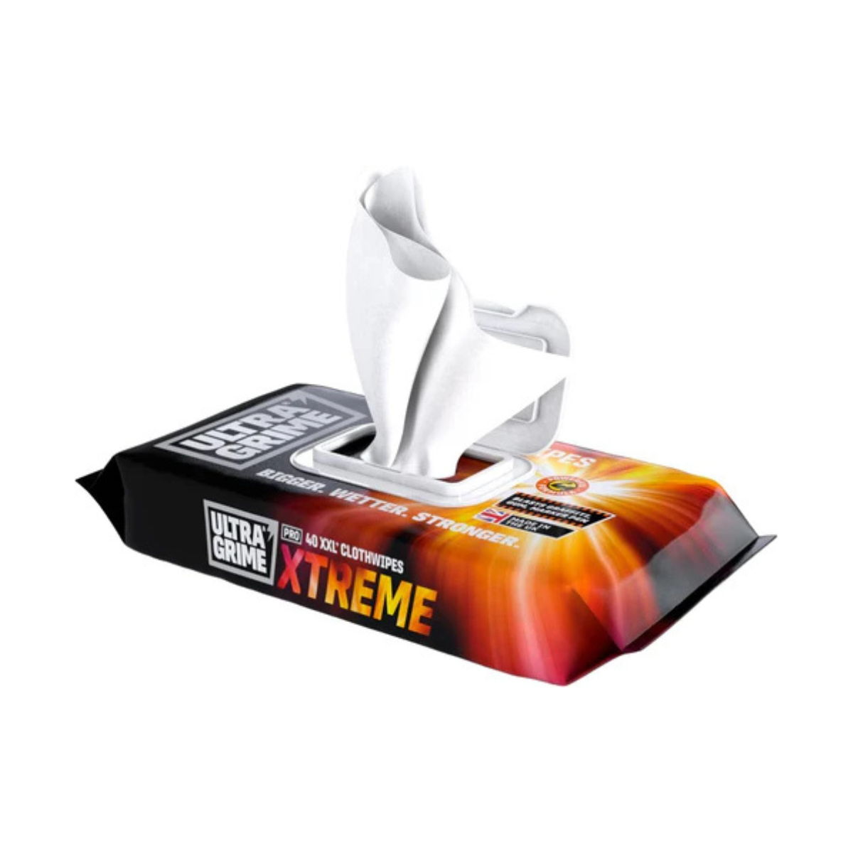 UltraGrime PRO Xtreme Cleaning Wet Wipes 40 XXL+ Heavy Duty Scrub Cloths