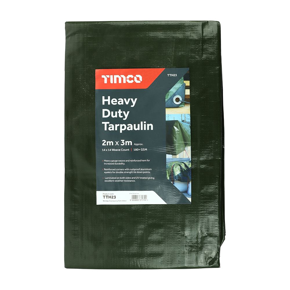 Timco Heavy Duty Tarpaulin Waterproof Ground Sheet Cover Camping Gardening