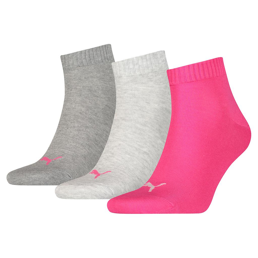 Puma Quarter Training Socks (3 Pairs) Pink/Grey/Charcoal 45144