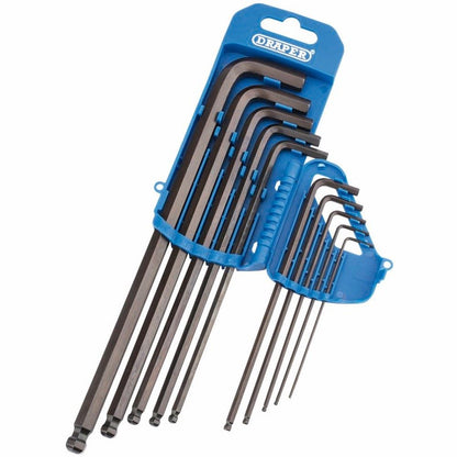 Draper AF LONG H/KEY BALL END 10PC 33723 Extra Long Imperial Hex. and Ball End Hex. Key Set (10 Piece)