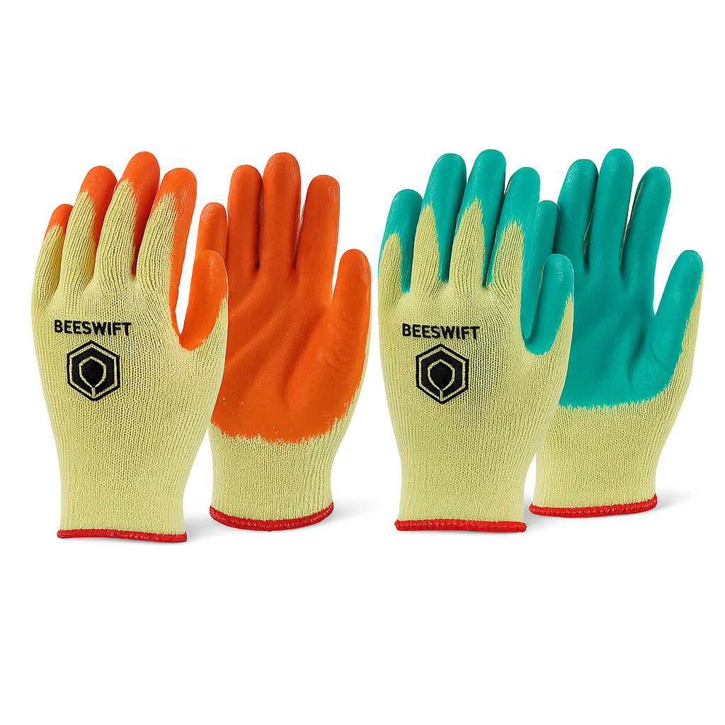 Beeswift EC8N Grip Work Gloves – Latex Coated | Orange & Green | M–XL | Pack of 10