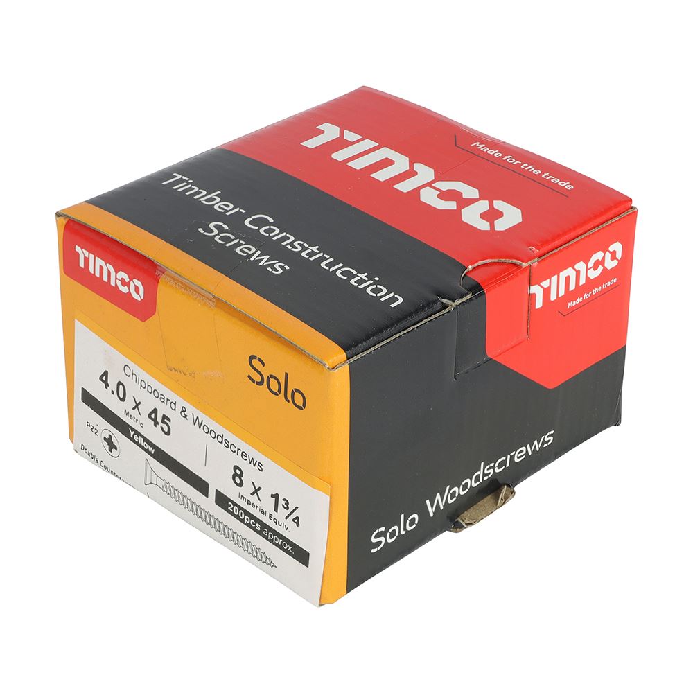 TIMCO Solo Woodscrew PZ2 CSK ZYP 4.0 x 45 Gold Pack 200