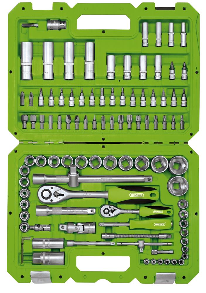 Draper 100PC 1/4 & 1/2 TOOL KIT 55318 55318 Metric Socket Set, 1/4â€ and 1/2â€ Sq. Dr. (100 Piece)