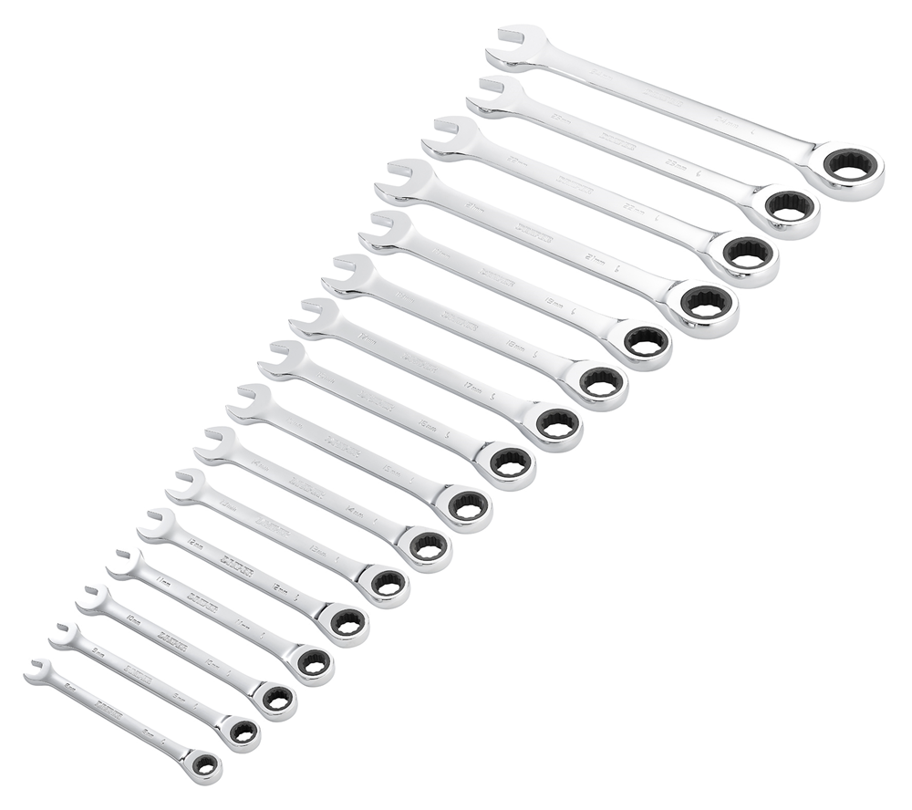 Draper 16PC RATCHETING SPANNER SET 27690 27690 HI-TORQÂ® Metric Ratchet Combination Spanner Set (16 Piece)
