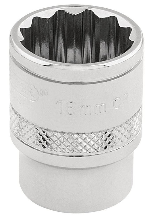32780 Draper Expert Expert HI-TORQ 12 Point Socket, 3/8 Sq. Dr., 16mm D-MM/B 3/8 Sockets Professional Trade DIY Workshop Garage Use