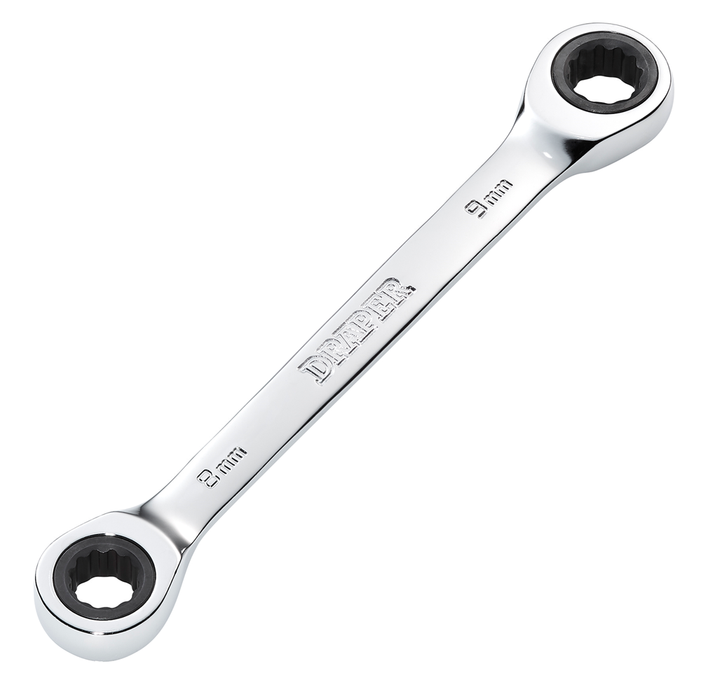 Draper 8X9 RATCHET RING SPANNER 27735 27735 HI-TORQÂ® Metric Double Ratchet Ring Spanner