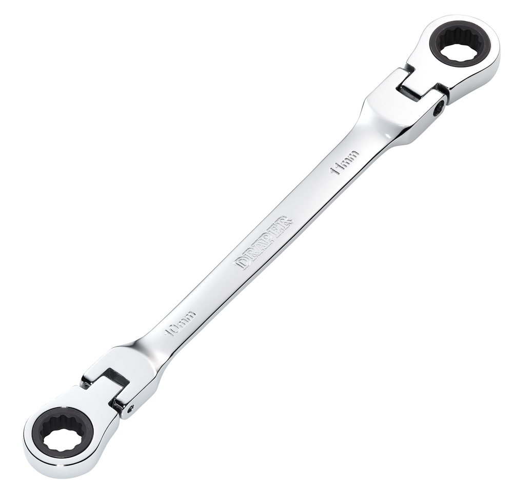 Draper 10X11 FLX RATCHET RING SPANNER 27745 27745 HI-TORQÂ® Metric Flexible Head Double Ring Ratchet Spanner
