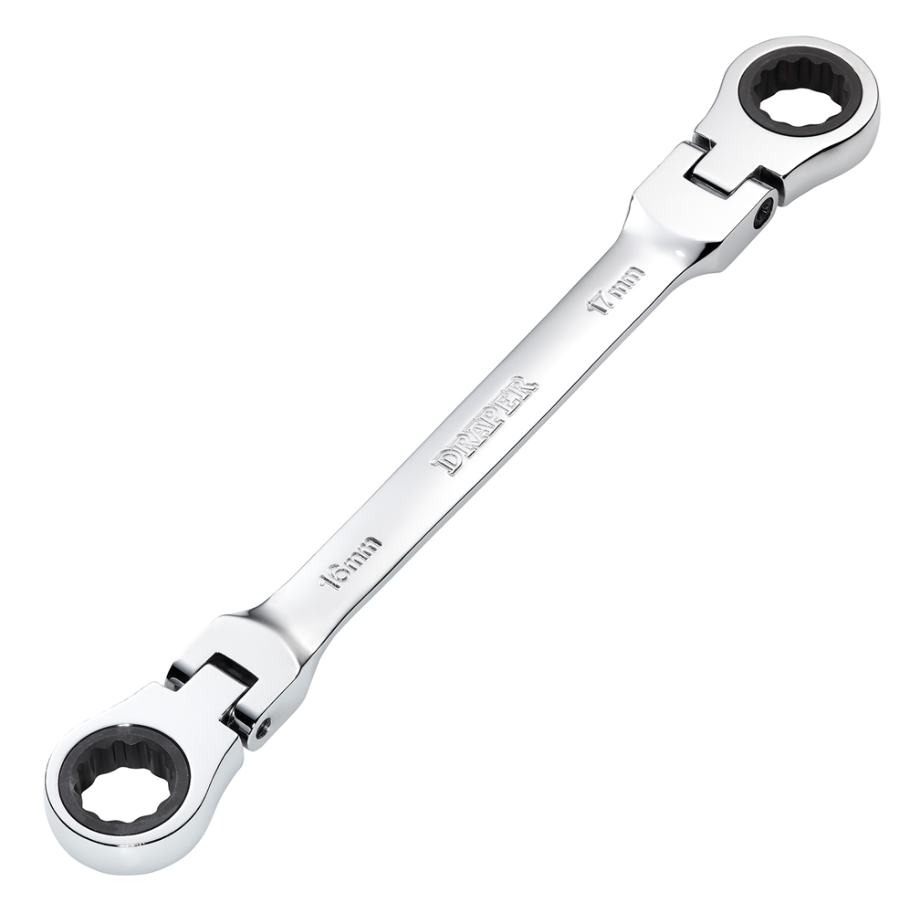 Draper 16X17 FLX RATCHET RING SPANNER 27756 27756 HI-TORQÂ® Metric Flexible Head Double Ring Ratchet Spanner