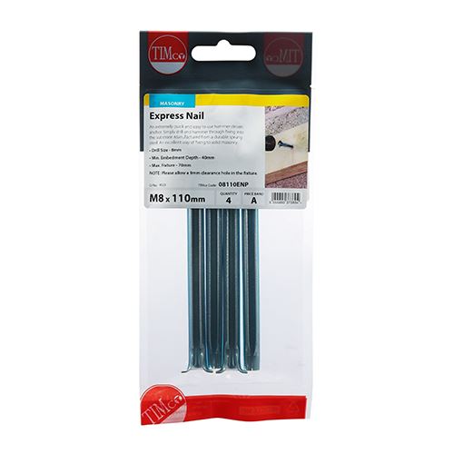 TIMCO Express Nail - BZP 8.0 x 110 Silver Pack 4