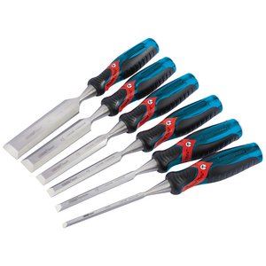 70419 Draper Expert Expert Soft Grip Pound Thru Bevel Edge Wood Chisel Set, 140mm (6 Punch and Chisel Sets Professional Trade DIY Workshop Garage Us