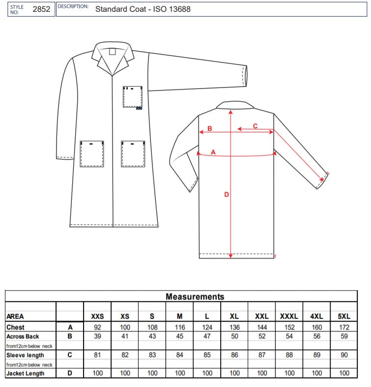 Portwest 2852 - Black Navy White RoyaL Blue Standard Lab Coat